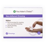 First Aiders Choice Non-Adherent Dressing, 5cm (W) x 5cm (H), Pack of 6